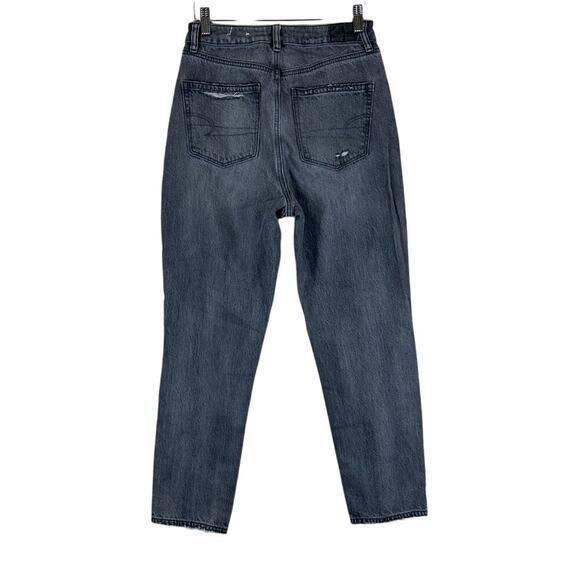 American Eagle Mom Jeans Womens 2 Gray Distressed High Rise Rigid Grunge 90s - Picture 6 of 9